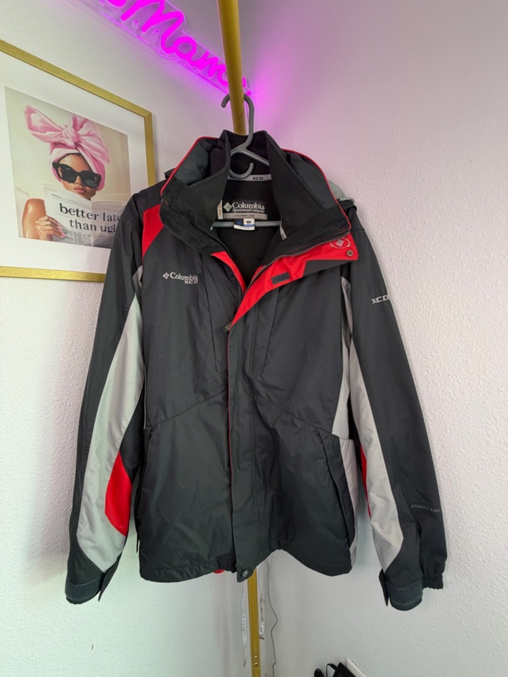 Columbia XCO 3-in-1 Interchange Jacket Mens L Black Red Ski Coat